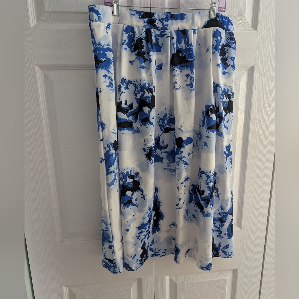 Floral Blue and White Skirt